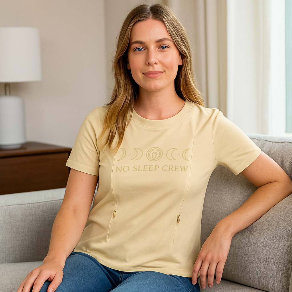 Side Zipper Nursing T-Shirt for Moms | No Sleep Crew by | brand