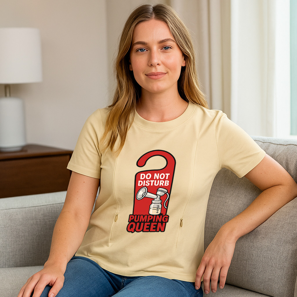 Side Zipper Nursing T-Shirt for Moms | Pumping Queen by | brand