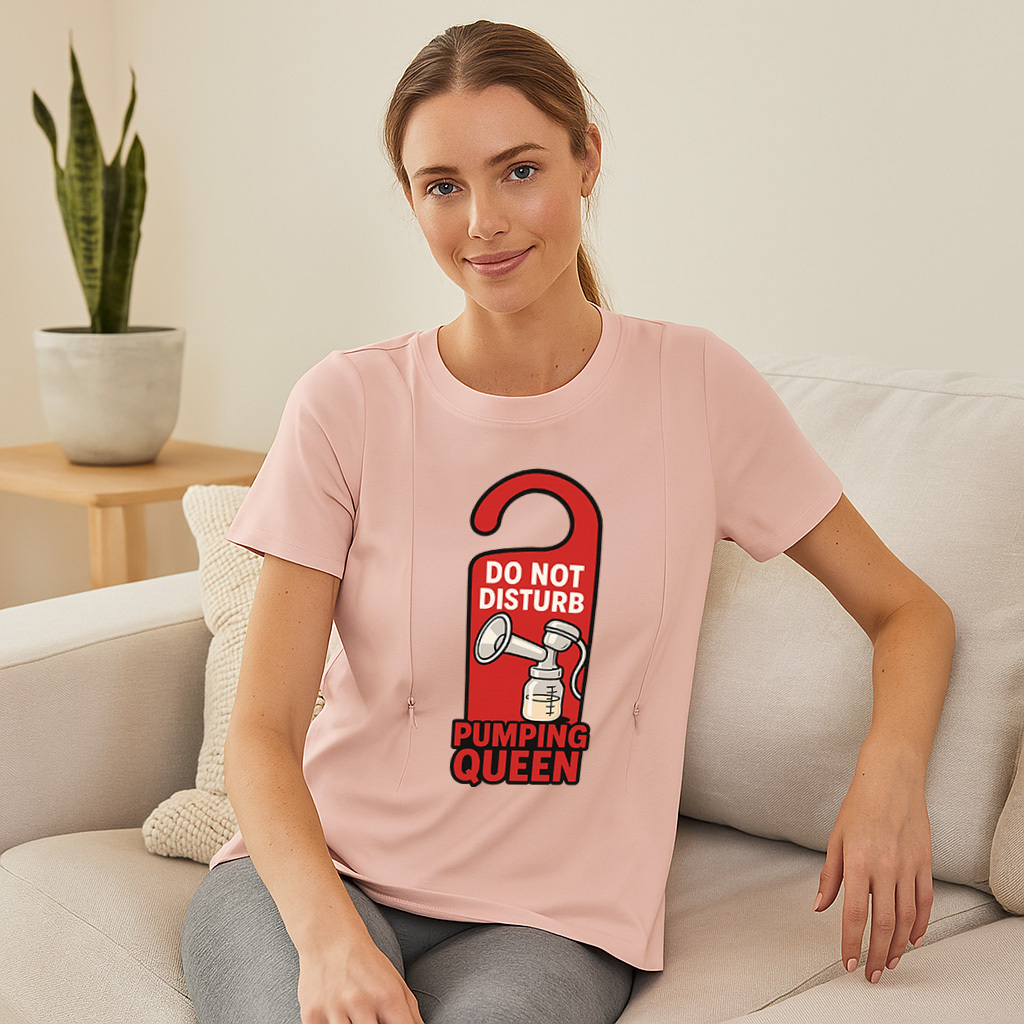 Side Zipper Nursing T-Shirt for Moms | Pumping Queen by | brand