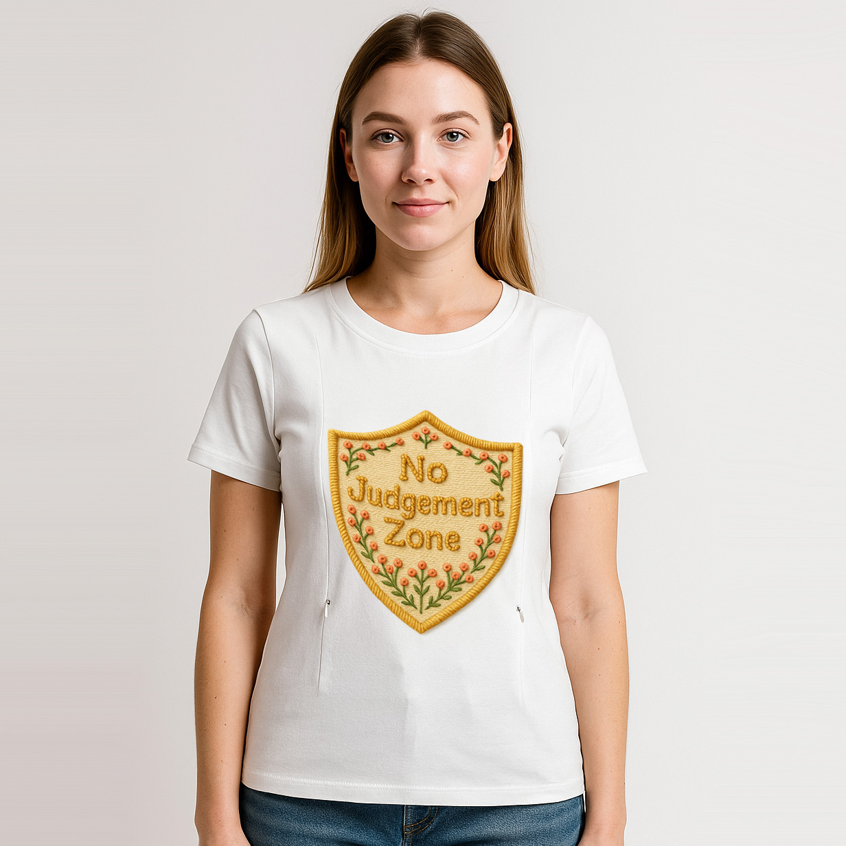 "No Judgement Zone" Postpartum Tee | Hidden Zippers for | brand