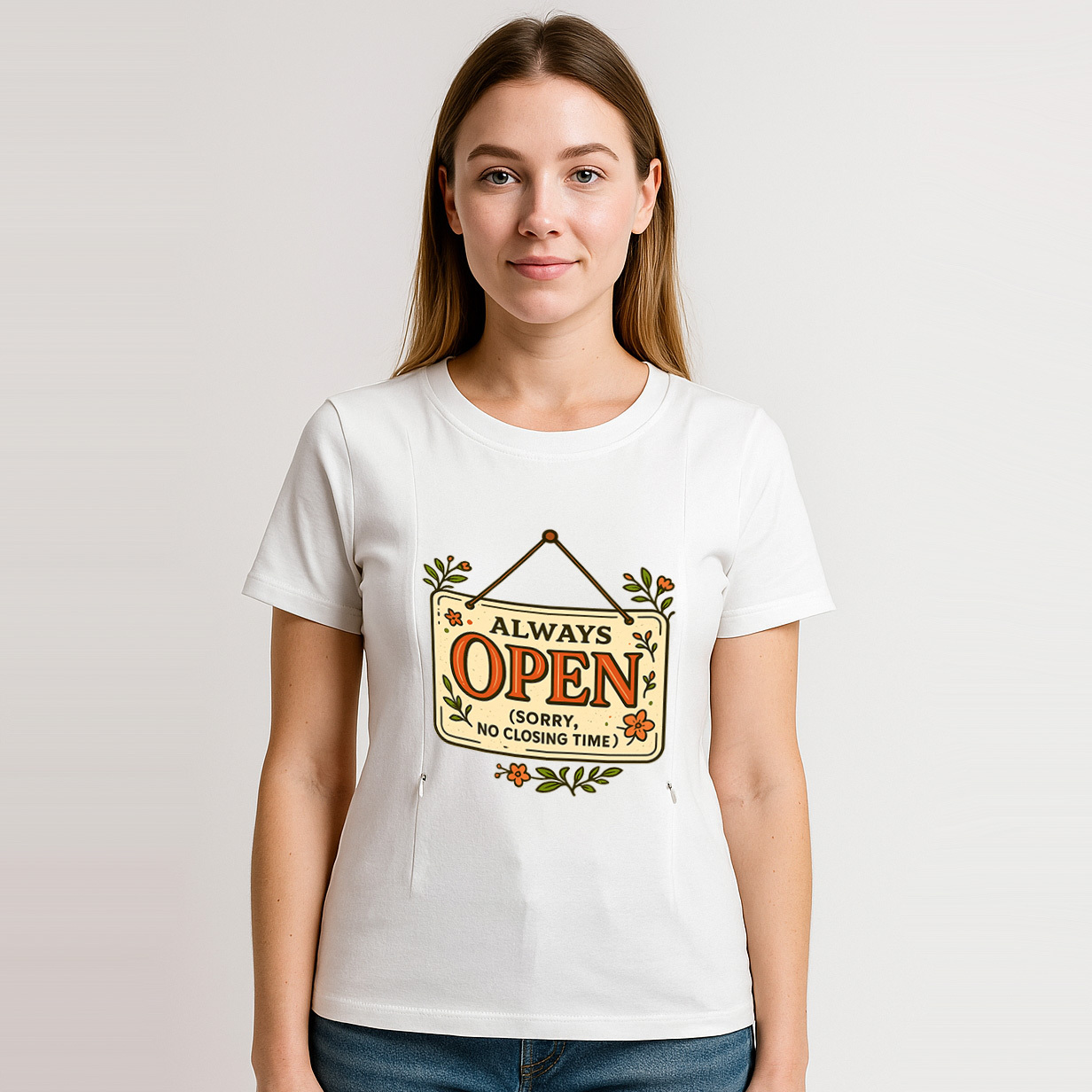 24/7 Milk Bar Tee | Cotton Nursing Shirt with Side Zippers