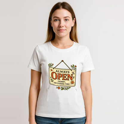 24/7 Milk Bar Tee | Cotton Nursing Shirt with Side Zippers