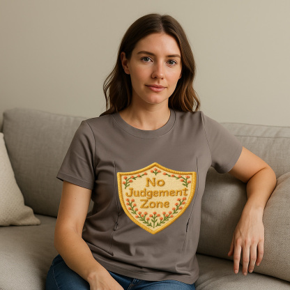 "No Judgement Zone" Postpartum Tee | Hidden Zippers for | brand