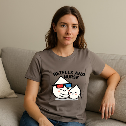 Funny Mom Life Shirt | Netflix & Nurse Zipper Nursing T | brand