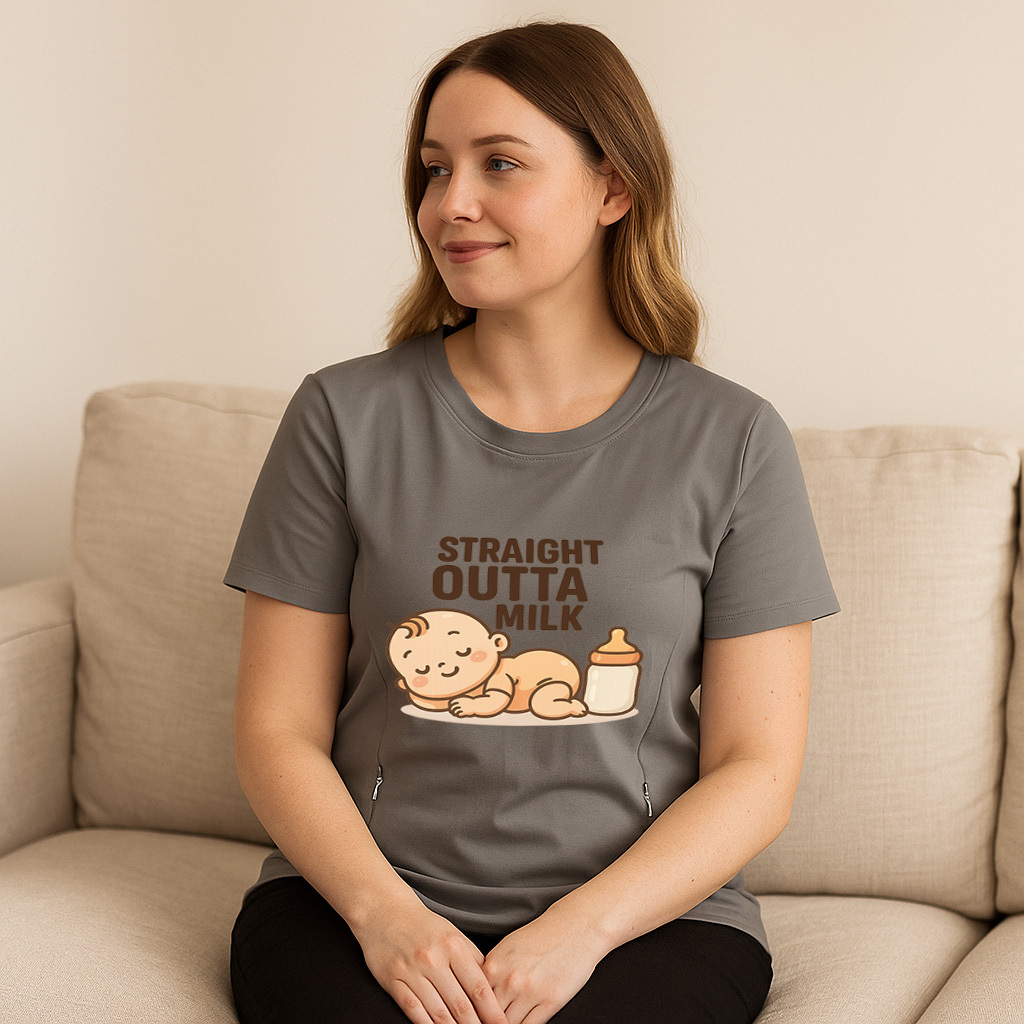 Funny Mom Life Shirt | Straight Outta Milk Zipper Top b | brand