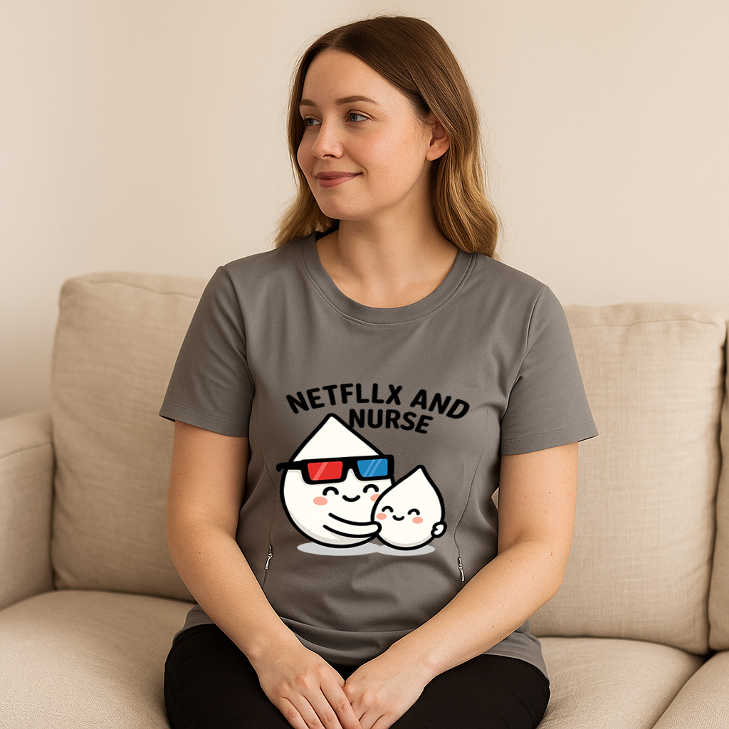 Funny Mom Life Shirt | Netflix & Nurse Zipper Nursing T | brand