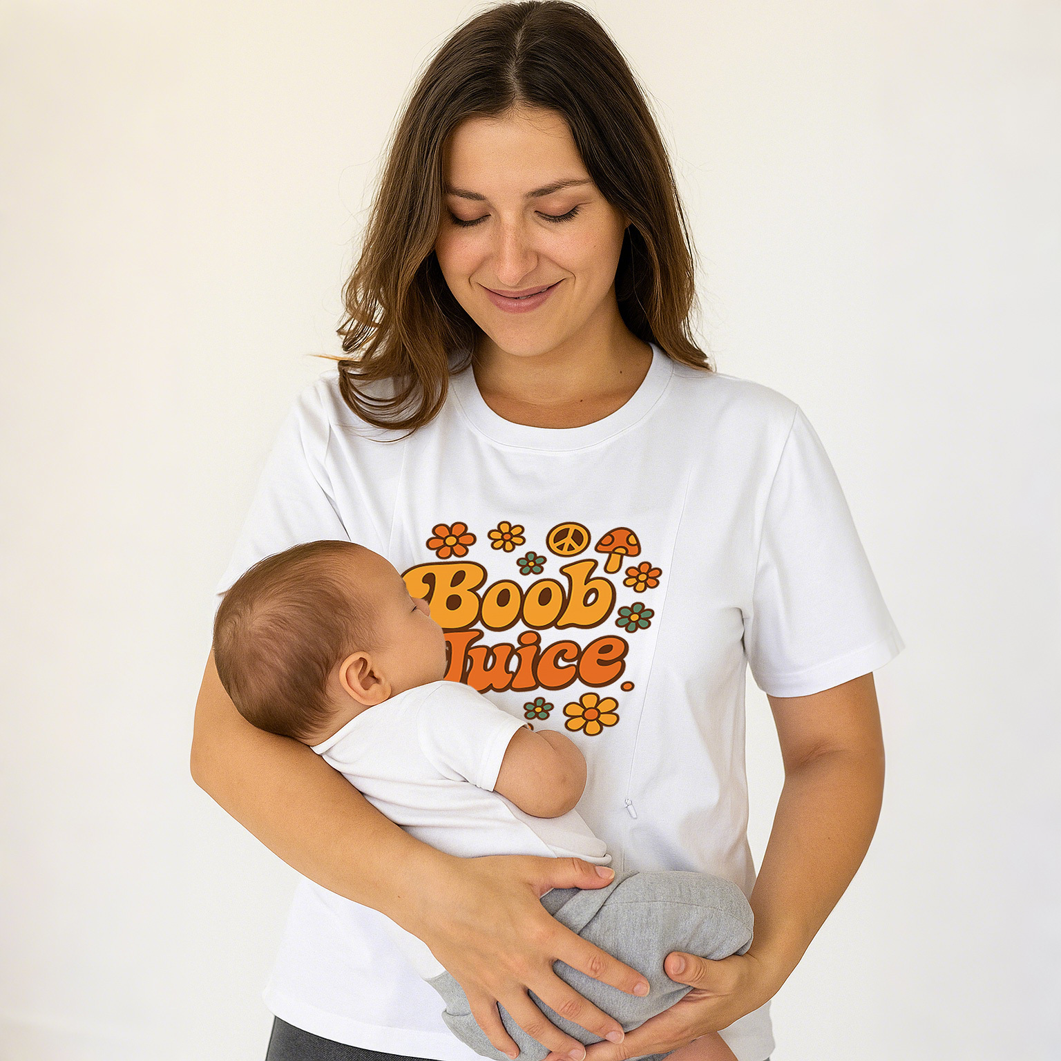 Cotton Breastfeeding Tee | Boob Juice Print | Quick Zip | brand