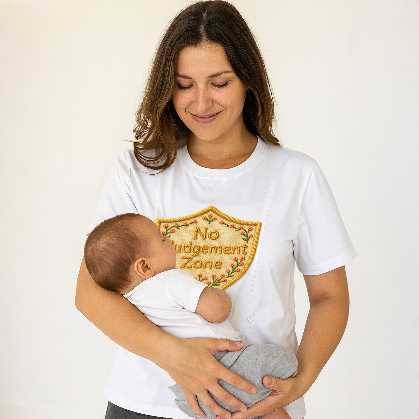 "No Judgement Zone" Postpartum Tee | Hidden Zippers for | brand