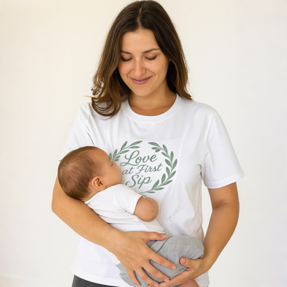 New Mom Gift | "Love at First Sip" Zipper Nursing Tee | | brand