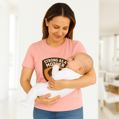Gift for New Mom | Strong as a Mother Nursing Tee with  | brand
