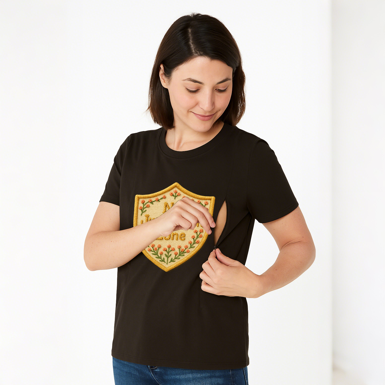 "No Judgement Zone" Postpartum Tee | Hidden Zippers for | brand