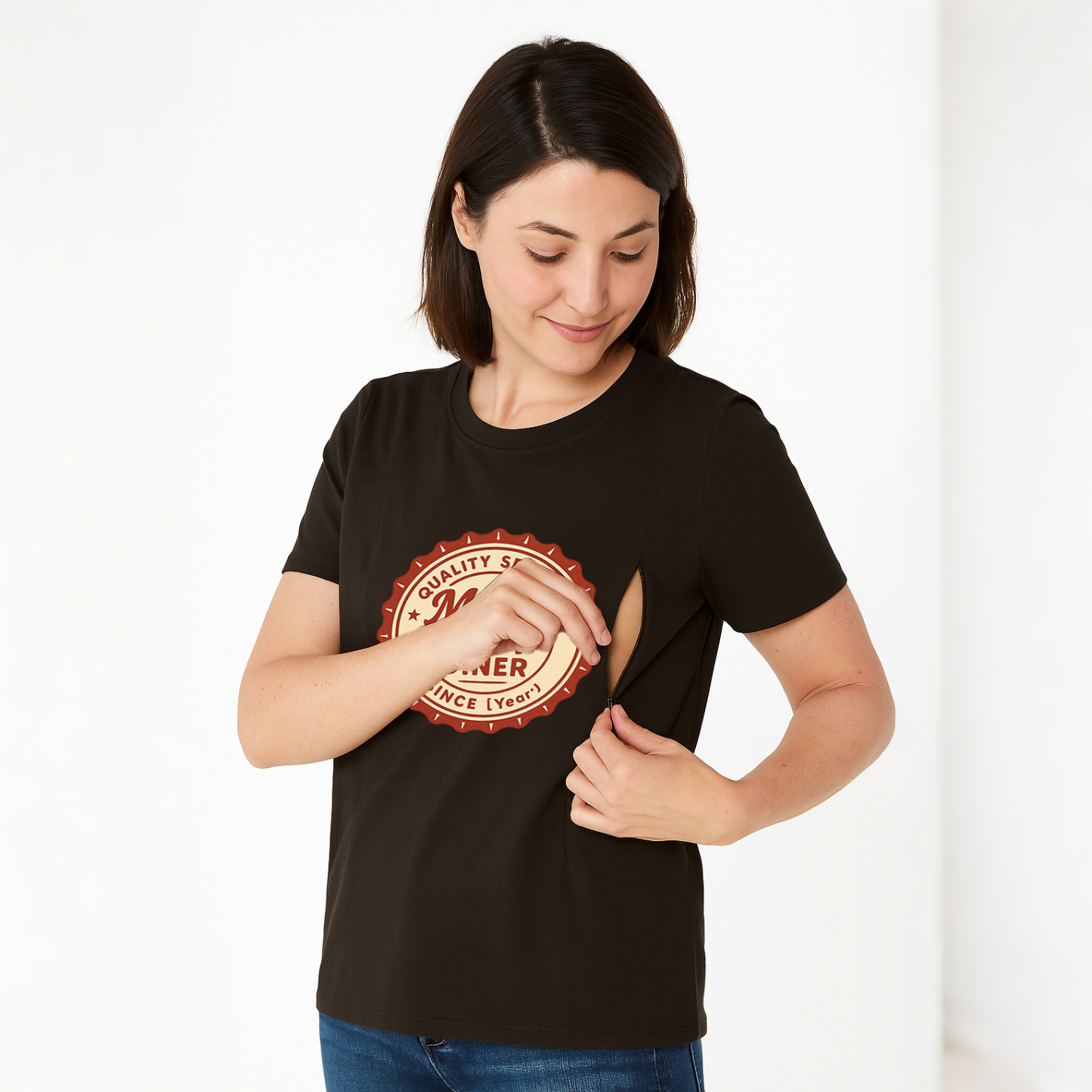 Cotton Breastfeeding Tee | 24/7 Diner Print | Easy Zipp | totkeeps