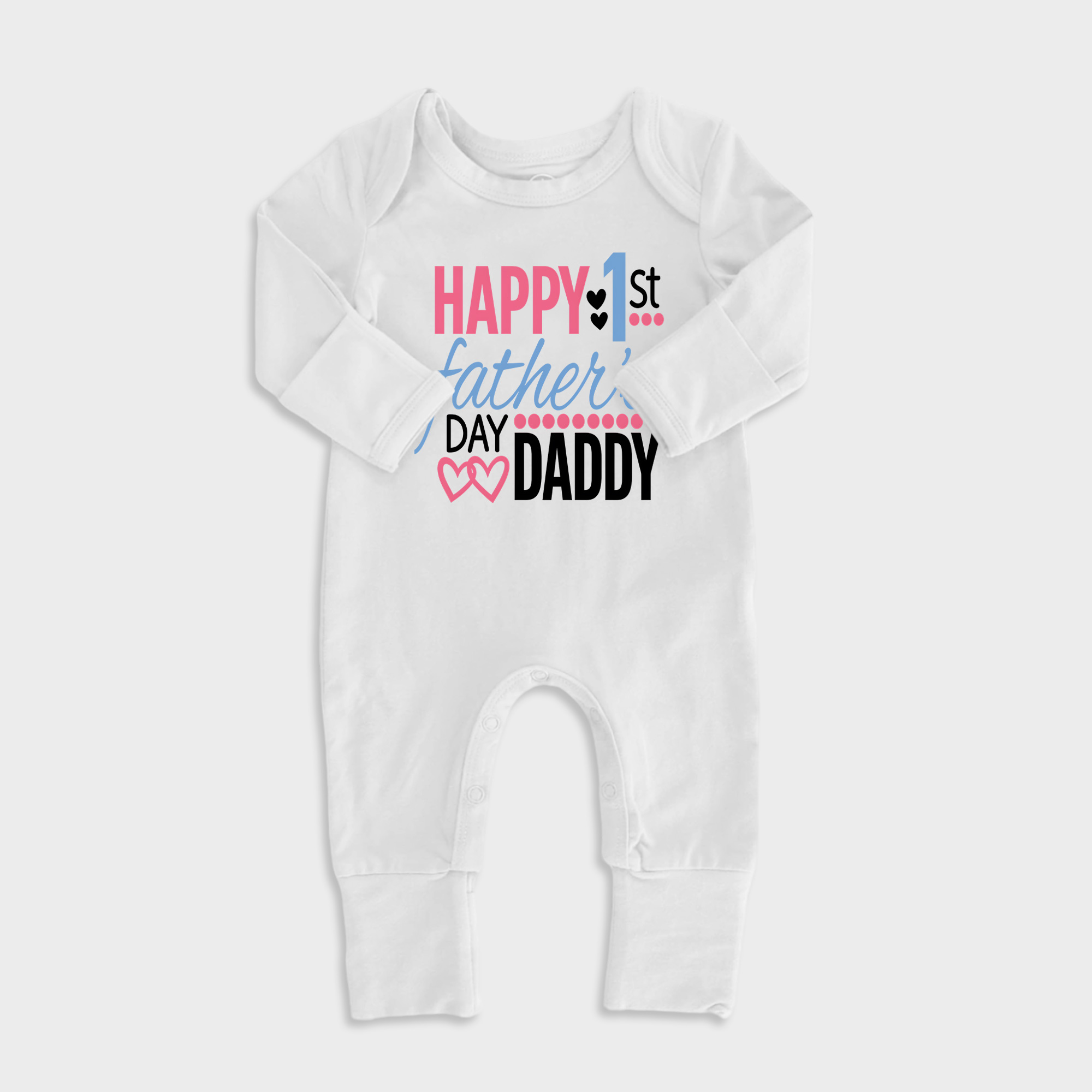 Happy First Fathers Day Baby Full Length Snap Rompers