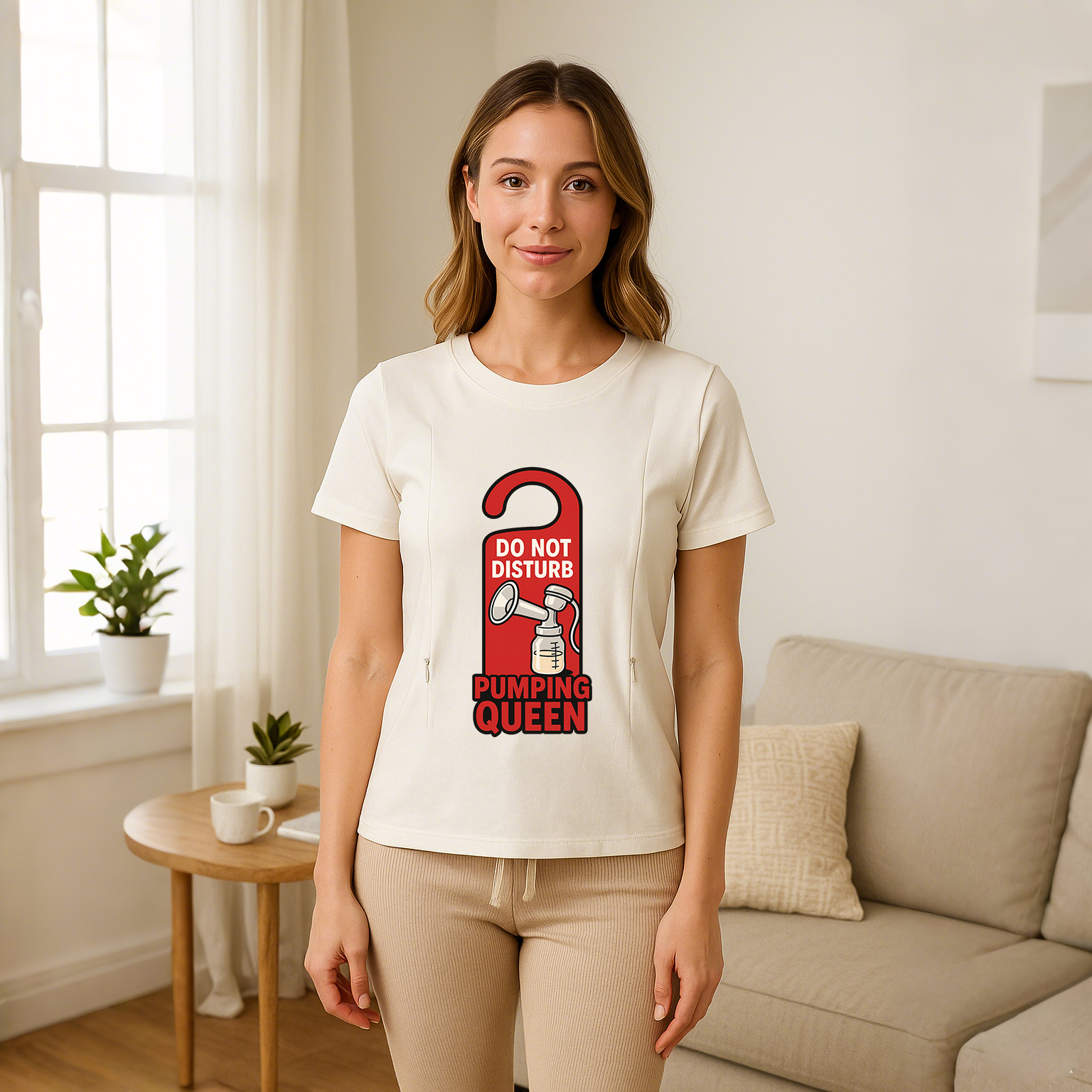 Side Zipper Nursing T-Shirt for Moms | Pumping Queen by | brand