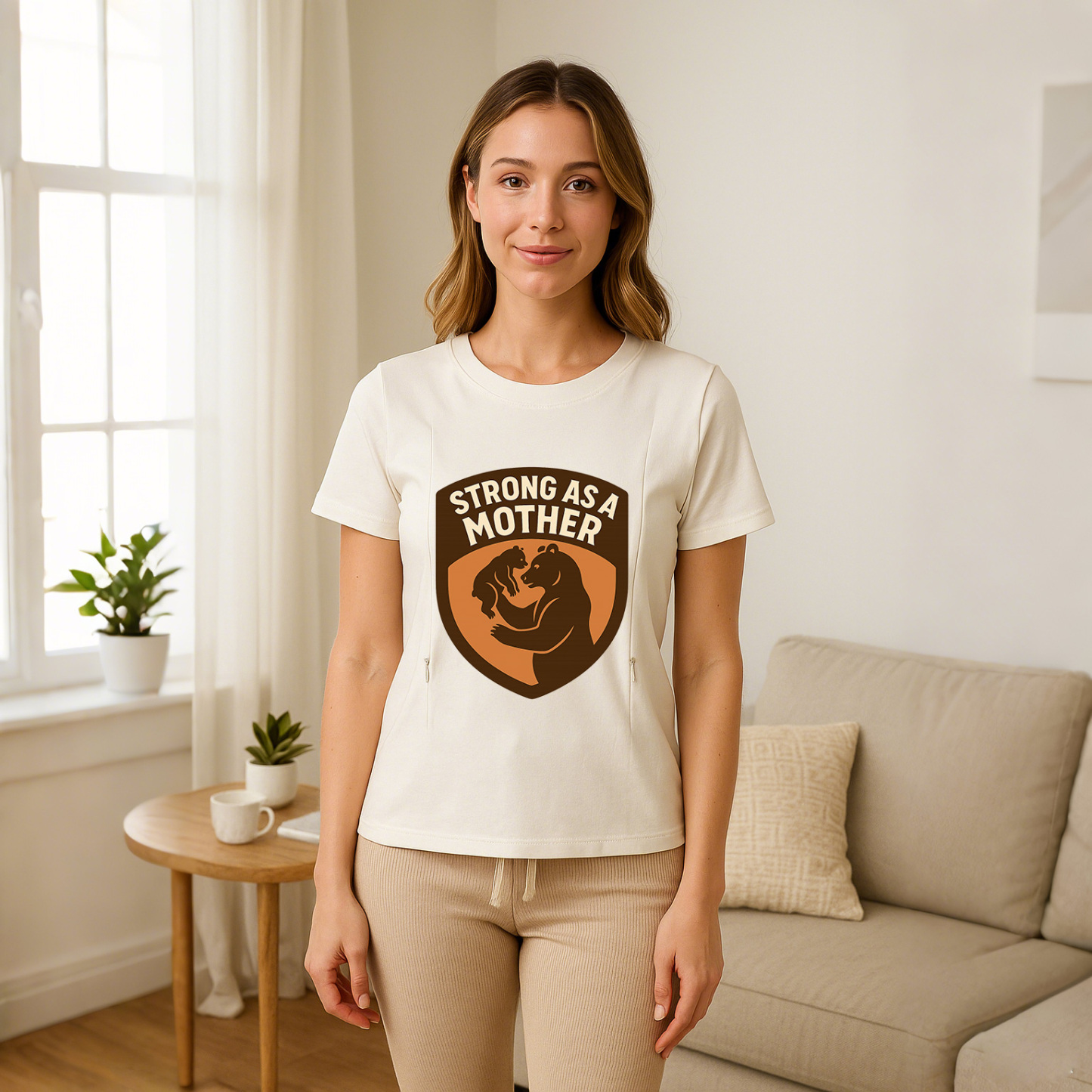 Gift for New Mom | Strong as a Mother Nursing Tee with  | brand