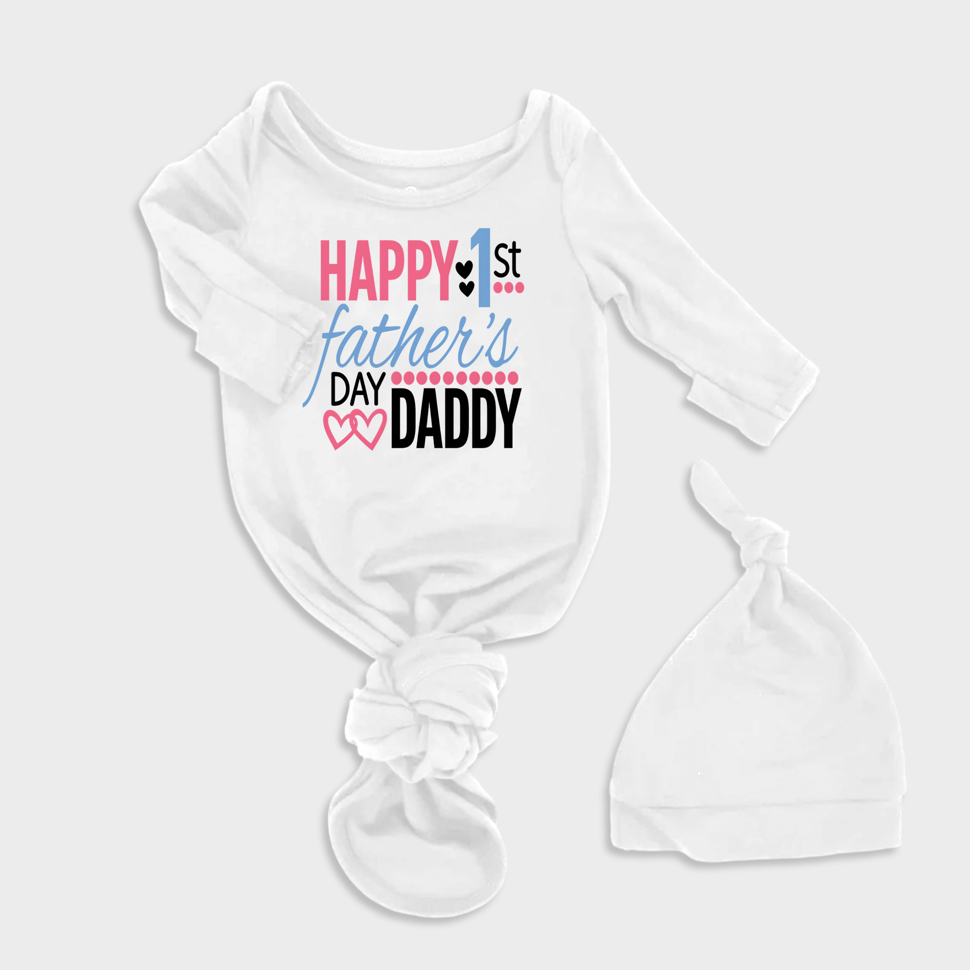 Happy First Fathers Day 2Pcs Baby Knot Gowns