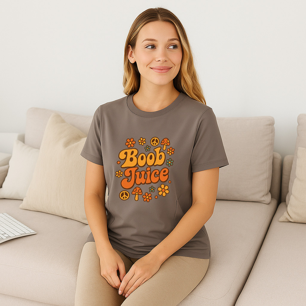 Cotton Breastfeeding Tee | Boob Juice Print | Quick Zip | brand
