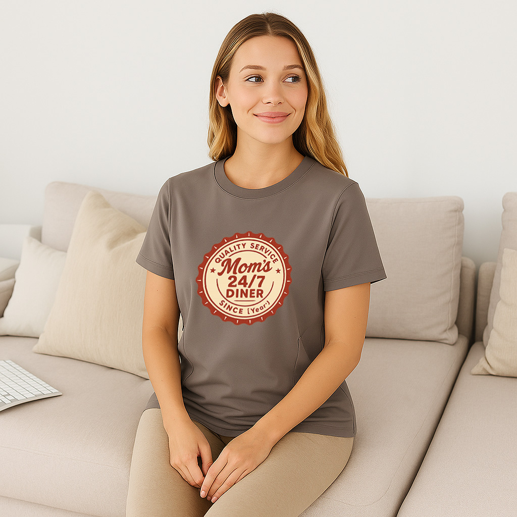 Cotton Breastfeeding Tee | 24/7 Diner Print | Easy Zipp | totkeeps