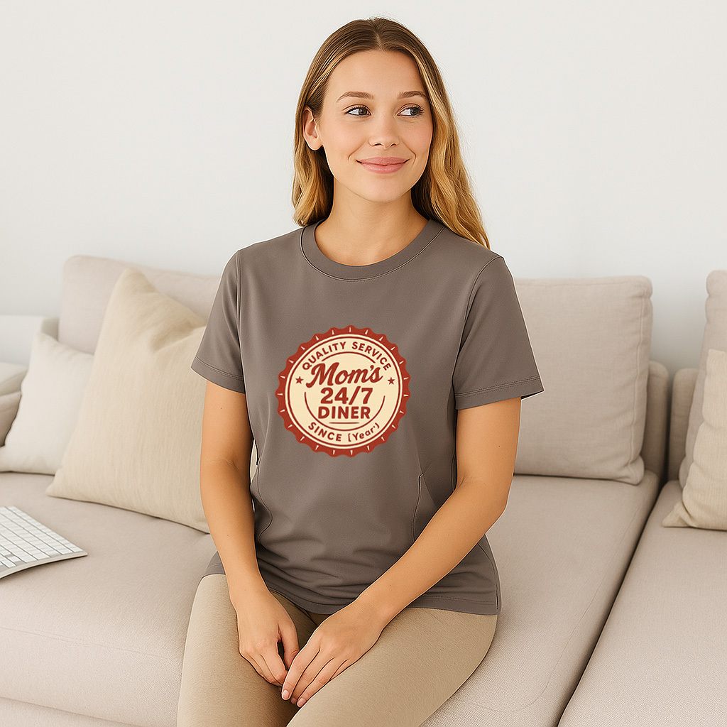Cotton Breastfeeding Tee | 24/7 Diner Print | Easy Zipp | totkeeps