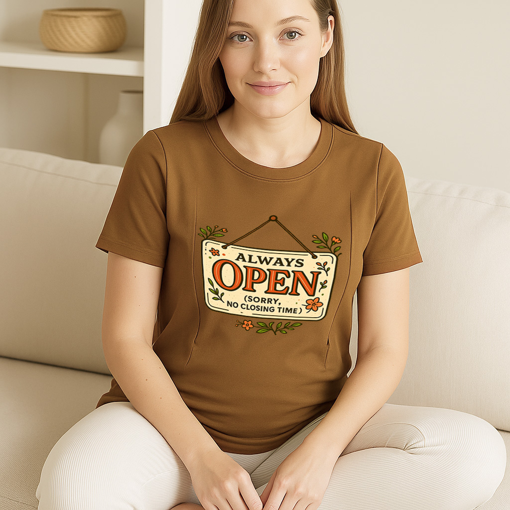 24/7 Milk Bar Tee | Cotton Nursing Shirt with Side Zippers