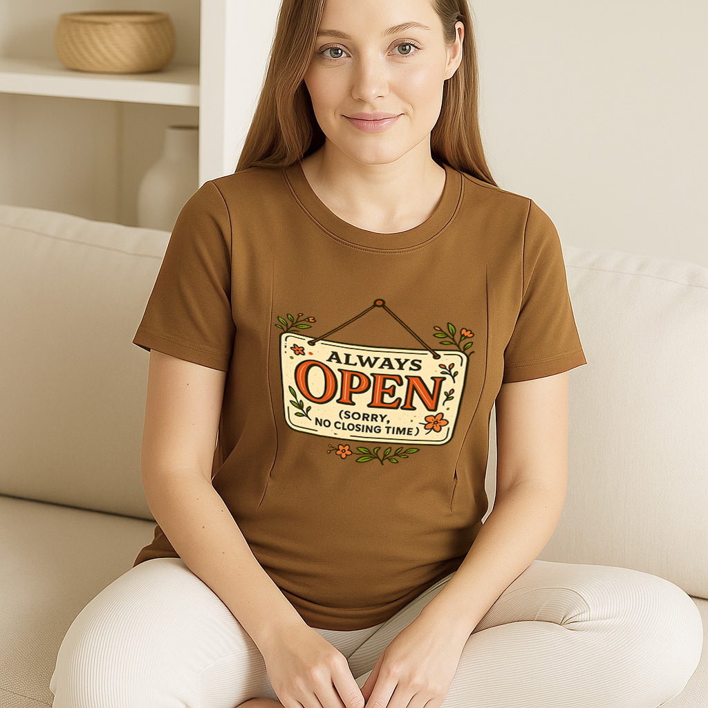 24/7 Milk Bar Tee | Cotton Nursing Shirt with Side Zippers