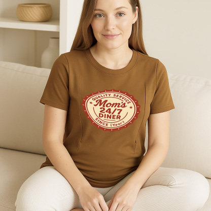 Cotton Breastfeeding Tee | 24/7 Diner Print | Easy Zipp | totkeeps