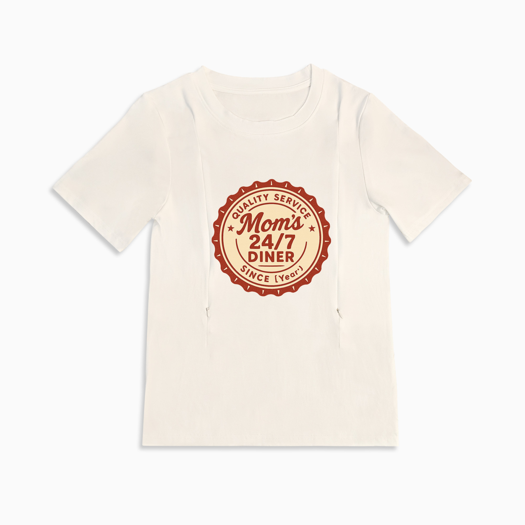Cotton Breastfeeding Tee | 24/7 Diner Print | Easy Zipp | totkeeps
