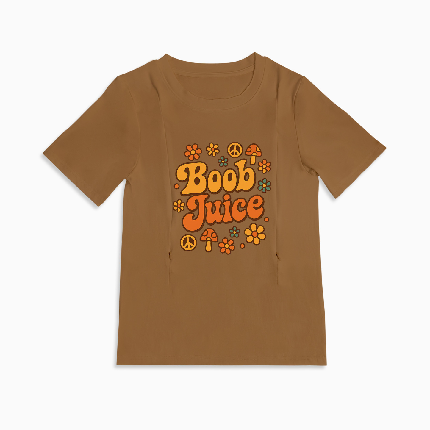 Cotton Breastfeeding Tee | Boob Juice Print | Quick Zipper Access