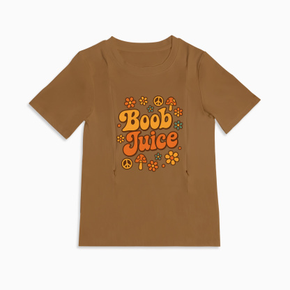 Cotton Breastfeeding Tee | Boob Juice Print | Quick Zipper Access