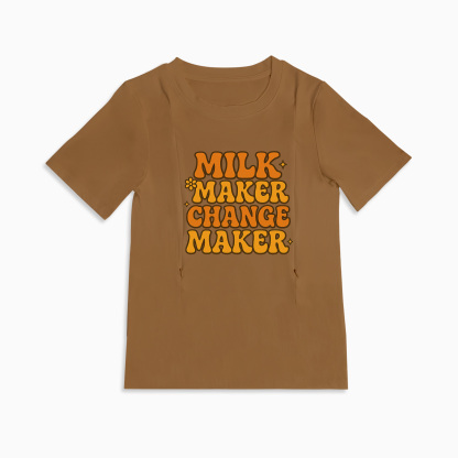 Nursing Graphic Tee - Milk Maker & Change Maker | Soft Cotton Postpartum Top