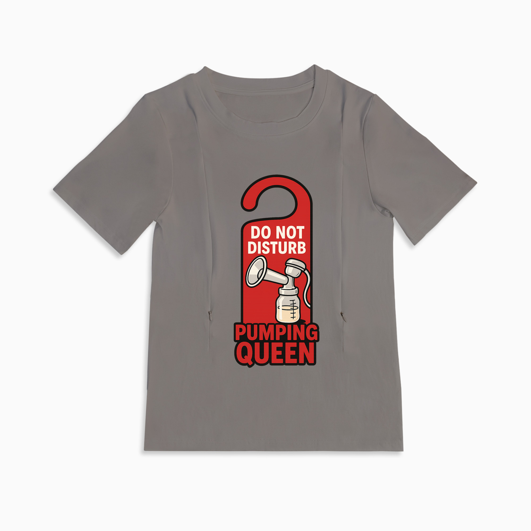 Side Zipper Nursing T-Shirt for Moms | Pumping Queen by totkeeps