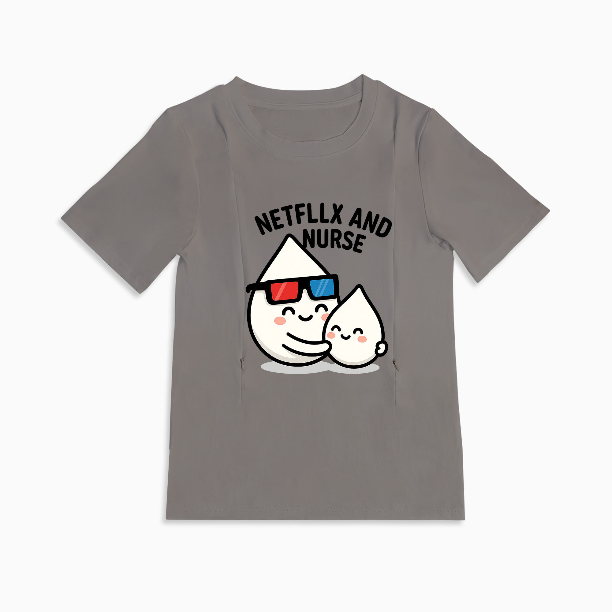 Funny Mom Life Shirt | Netflix & Nurse Zipper Nursing Top by Totkeeps