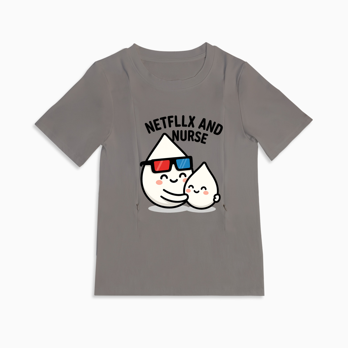 Funny Mom Life Shirt | Netflix & Nurse Zipper Nursing Top by Totkeeps