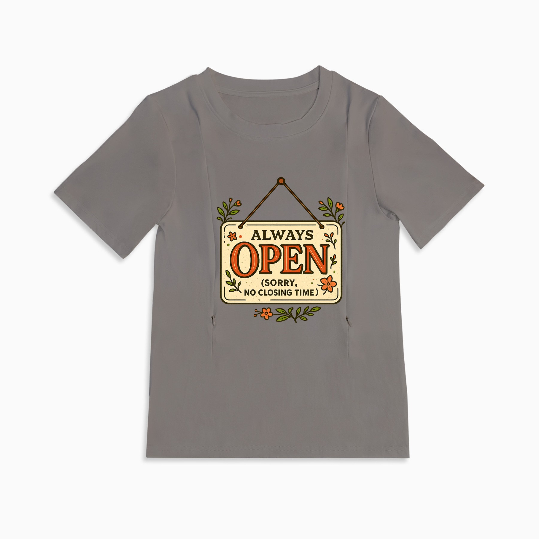 24/7 Milk Bar Tee | Cotton Nursing Shirt with Side Zippers