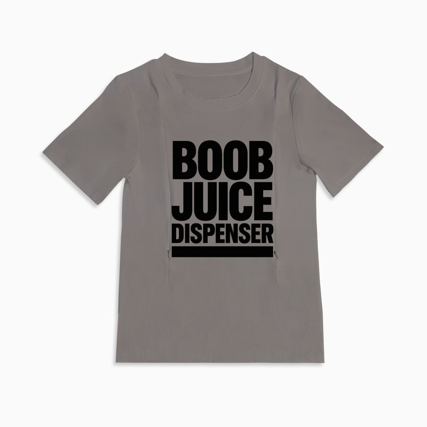 Boob Juice Dispenser Tee | Cotton Nursing Shirt with Side Zippers