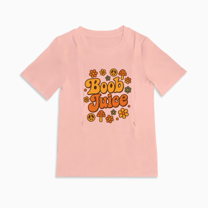 Cotton Breastfeeding Tee | Boob Juice Print | Quick Zipper Access