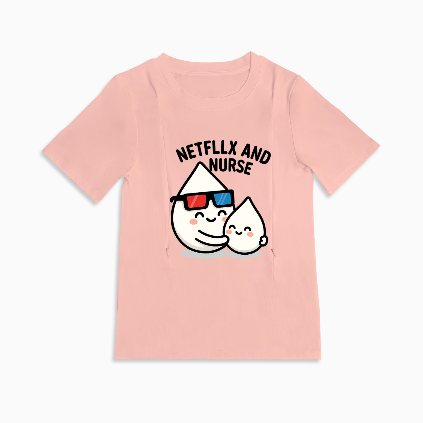 Funny Mom Life Shirt | Netflix & Nurse Zipper Nursing Top by Totkeeps