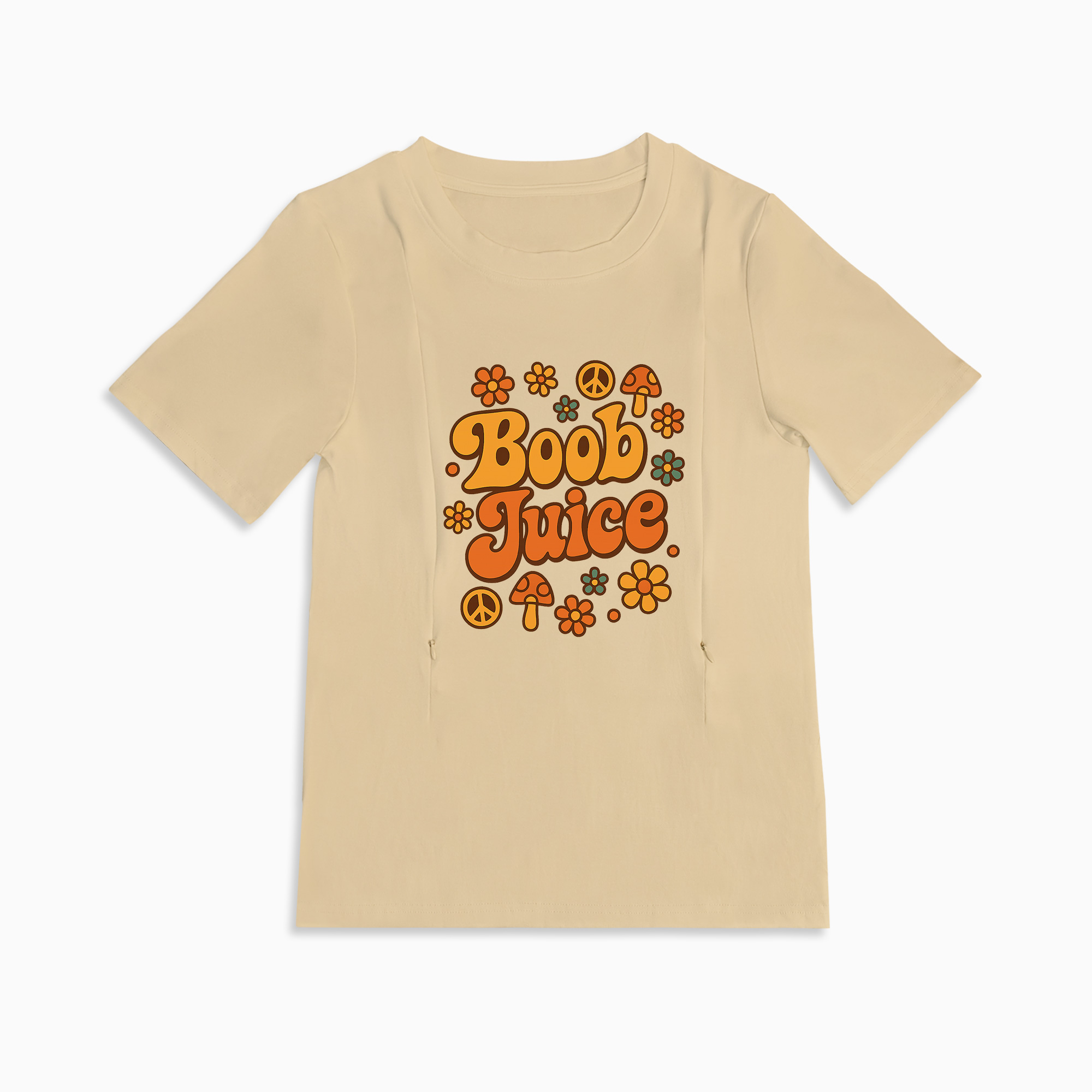 Cotton Breastfeeding Tee | Boob Juice Print | Quick Zipper Access