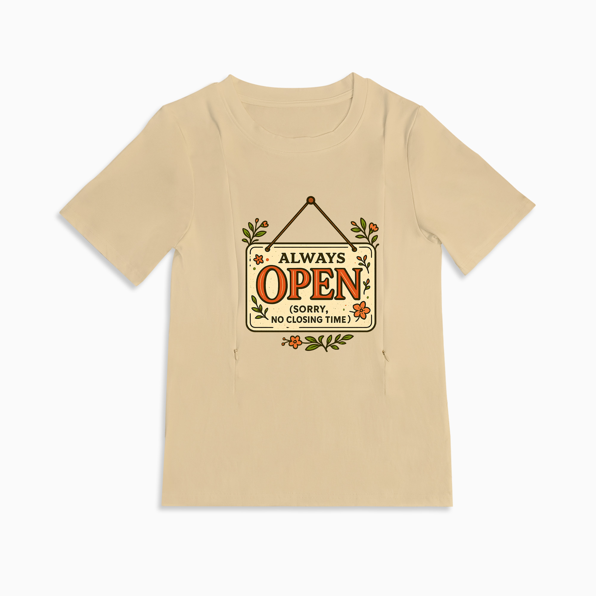 24/7 Milk Bar Tee | Cotton Nursing Shirt with Side Zippers