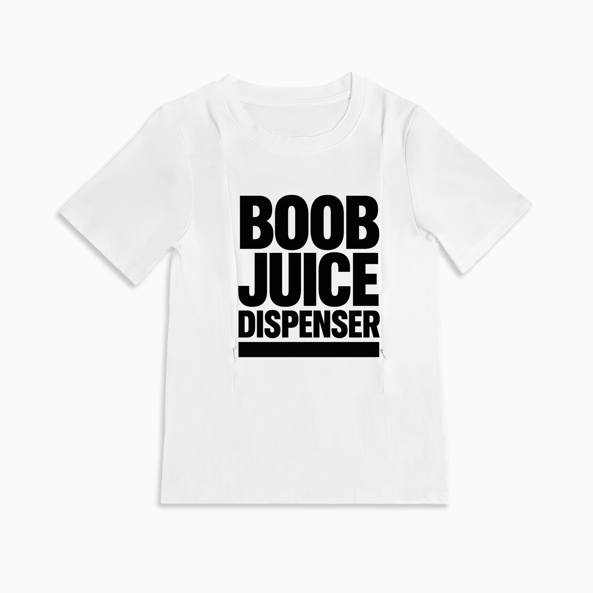 Boob Juice Dispenser Tee | Cotton Nursing Shirt with Side Zippers