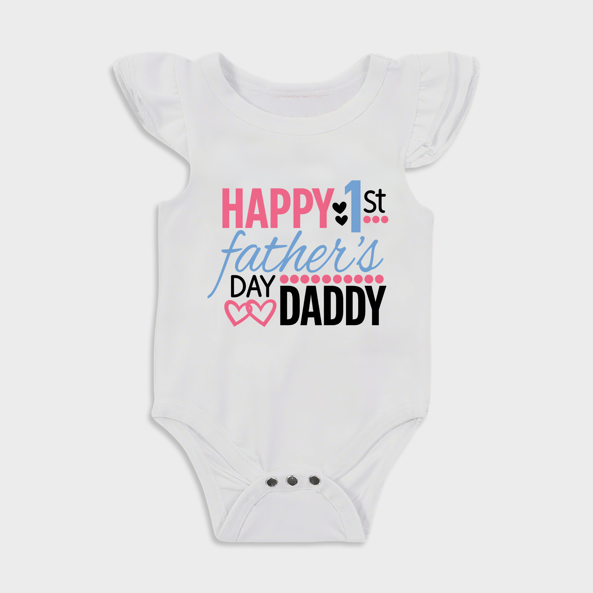 Happy First Fathers Day - Baby Girl Ruffle Sleeve bodysuits
