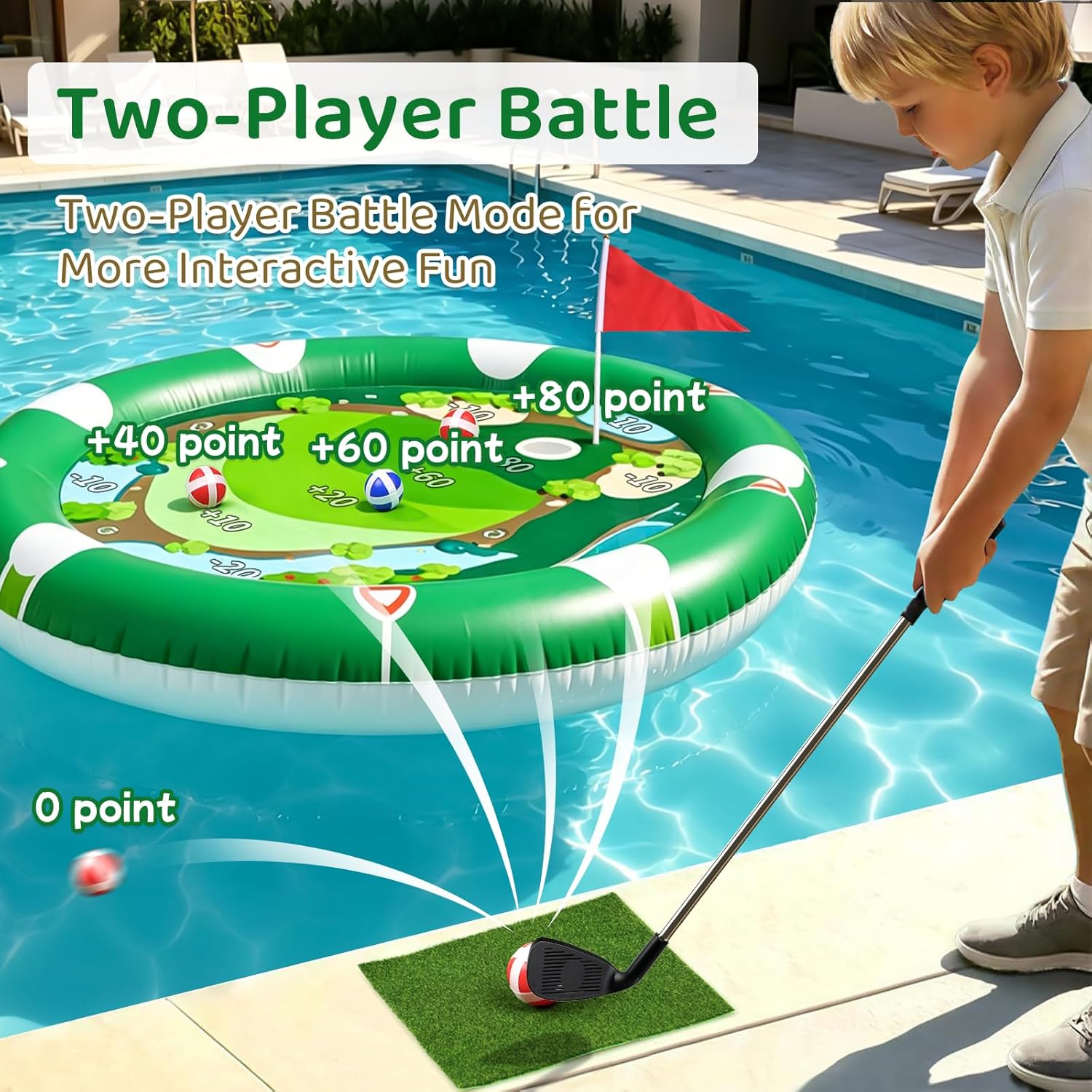 Inflatable Pool Golf Game Set – Floating Mini Golf Challenge for Kids & Family Fun