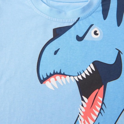 2pcs Toddler Boys Dinosaur Print Short Sleeve T-Shirt & Shorts