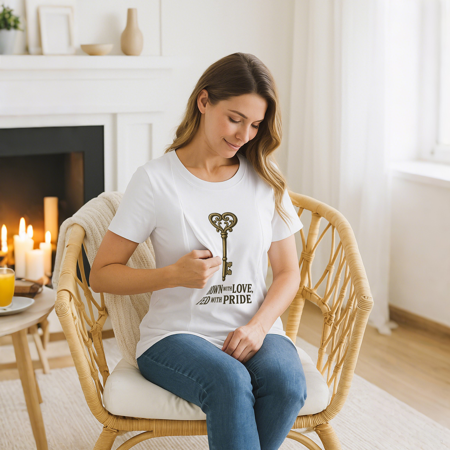 Comfortable Cotton Nursing Tee | "Grown with Love Fed w | brand