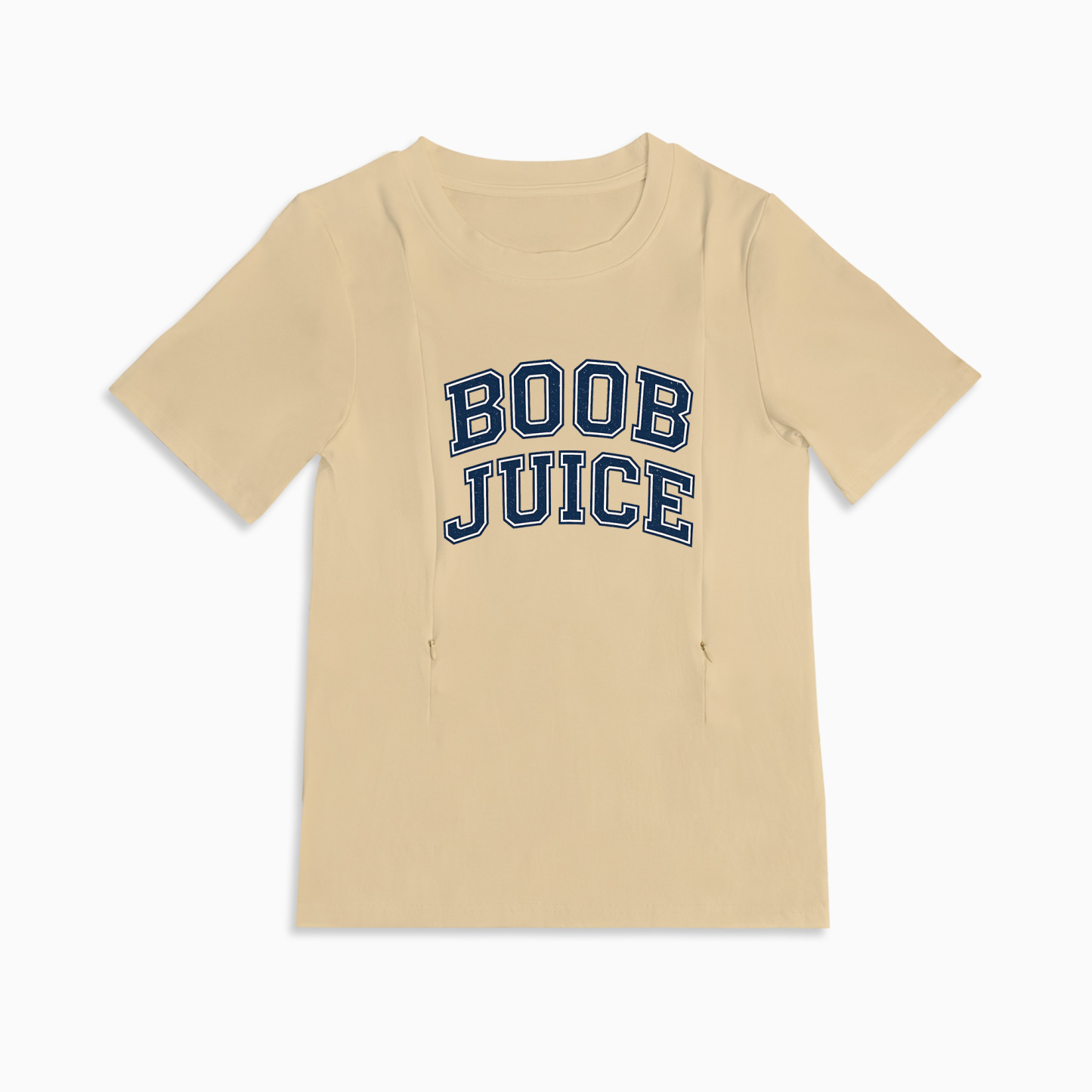 Gift for New Mom: Boob Juice Funny Nursing T-Shirt with Zippers