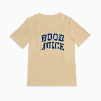 Gift for New Mom: Boob Juice Funny Nursing T-Shirt with Zippers