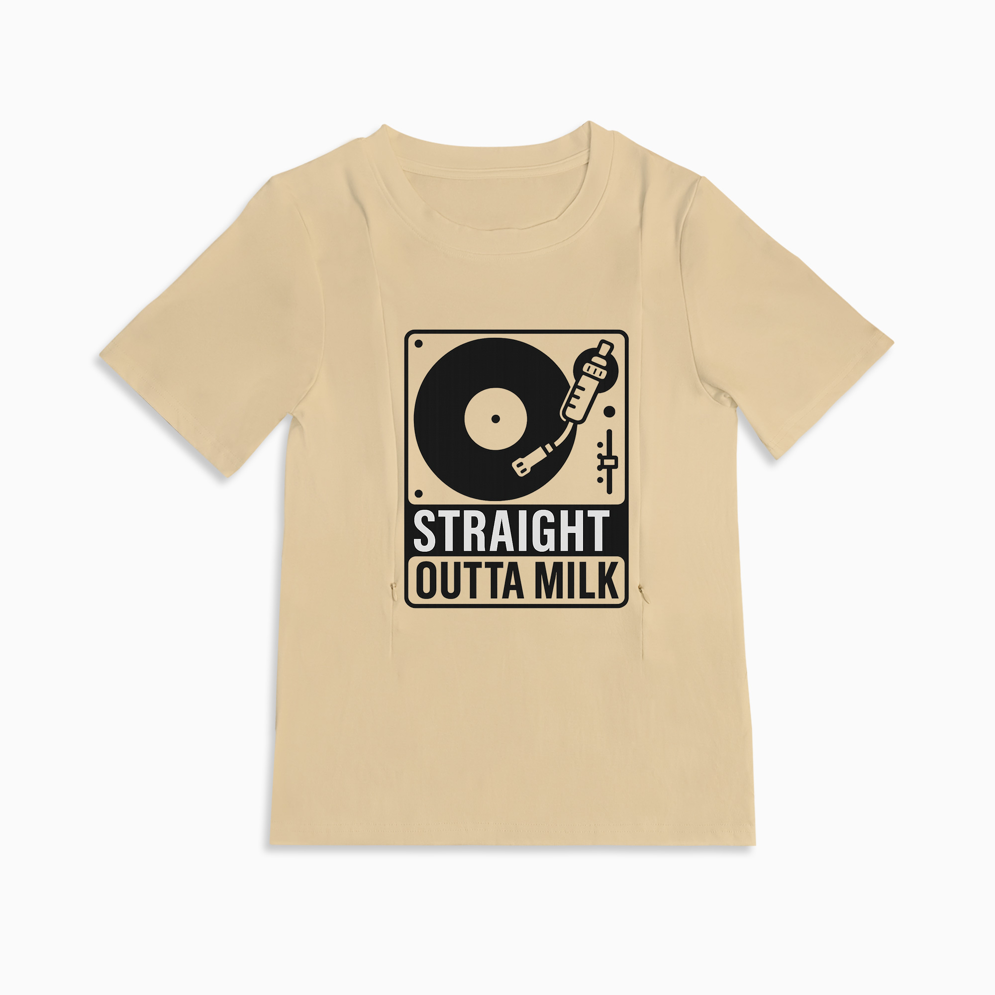 Funny Nursing Tee | "Straight Outta Milk" Slogan with Side Zippers