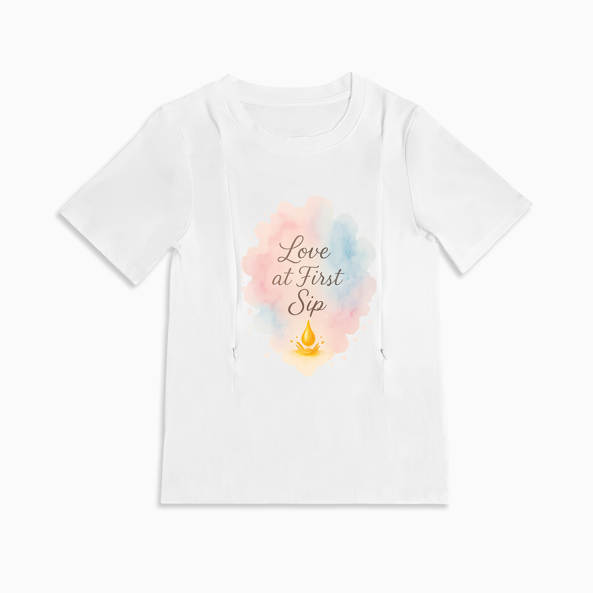 Totkeeps "Love at First Sip" Nursing Shirt | Soft Cotton & Discreet Zips