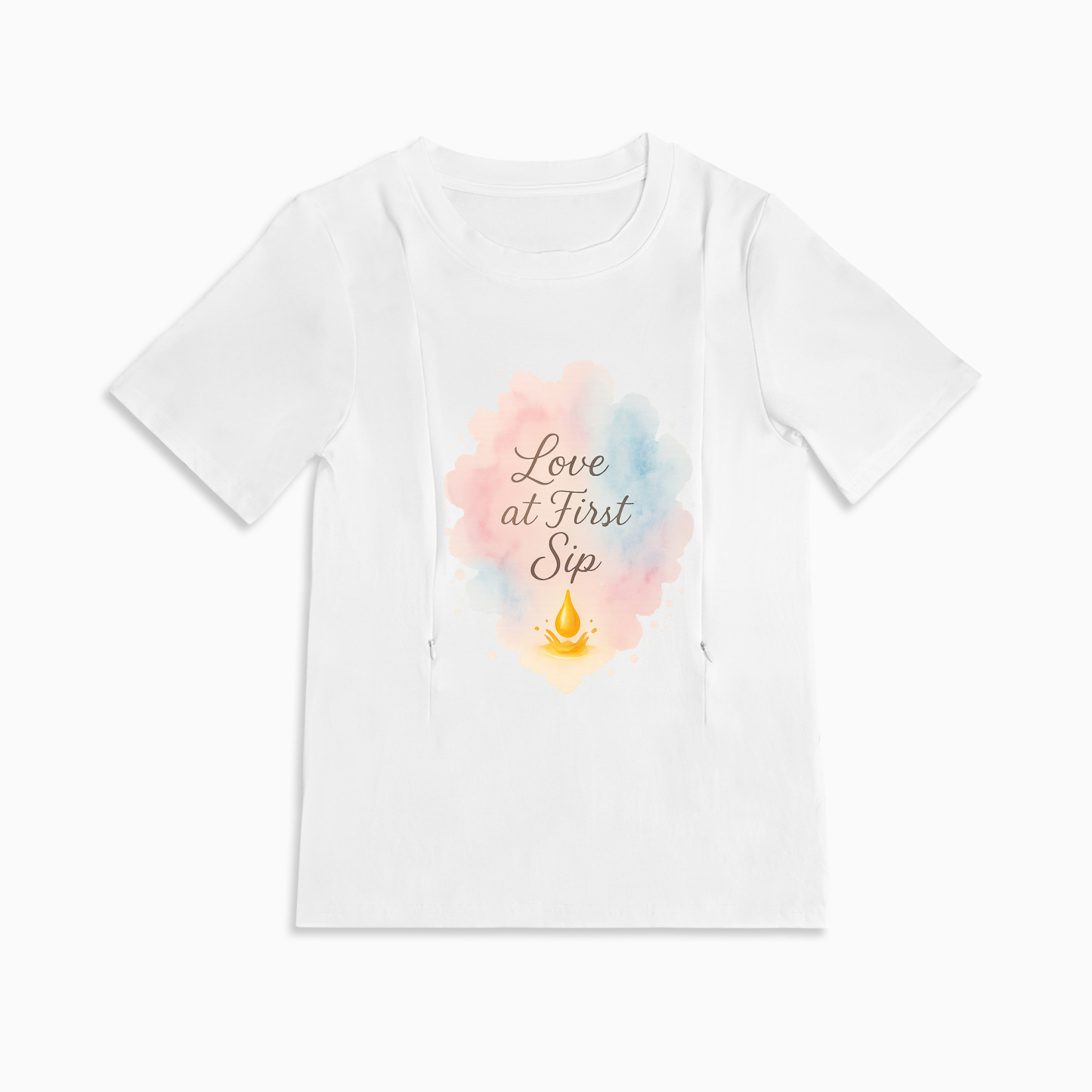 Totkeeps "Love at First Sip" Nursing Shirt | Soft Cotton & Discreet Zips
