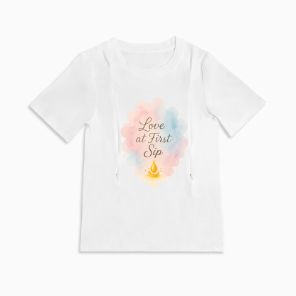 Totkeeps "Love at First Sip" Nursing Shirt | Soft Cotton & Discreet Zips